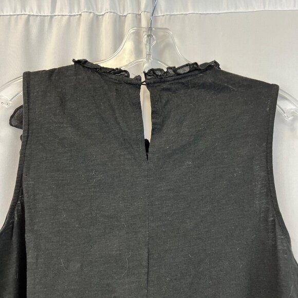 Design 365 Sleeveless Ruffle Neck Pullover Blouse Black Womens Size Large - Picture 6 of 8